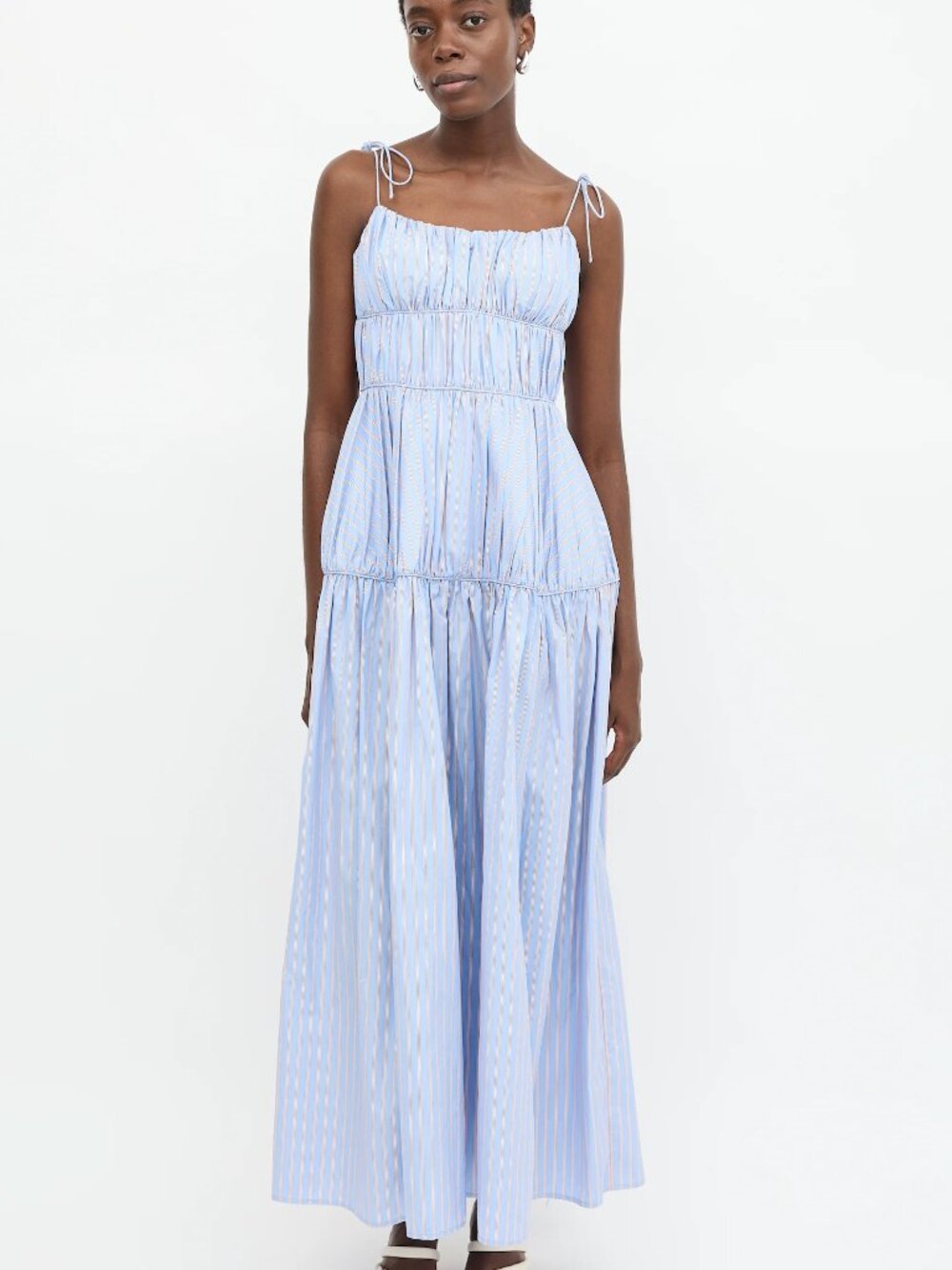 Rosie Assoulin Cheshire Ruched Blue Stripe Dress NWT SIZE 4